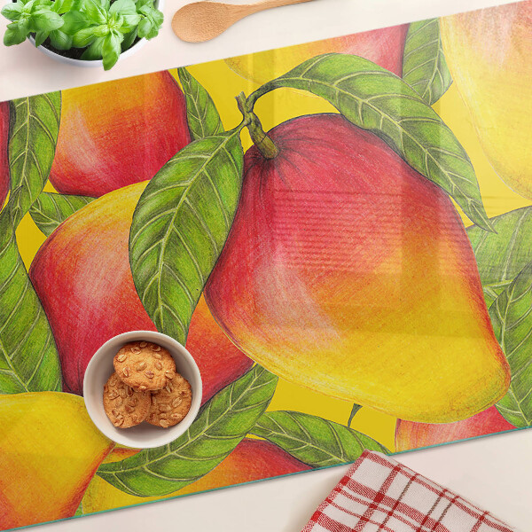 Glas schneidebrett Paprika auf grünem Blätterhintergrund