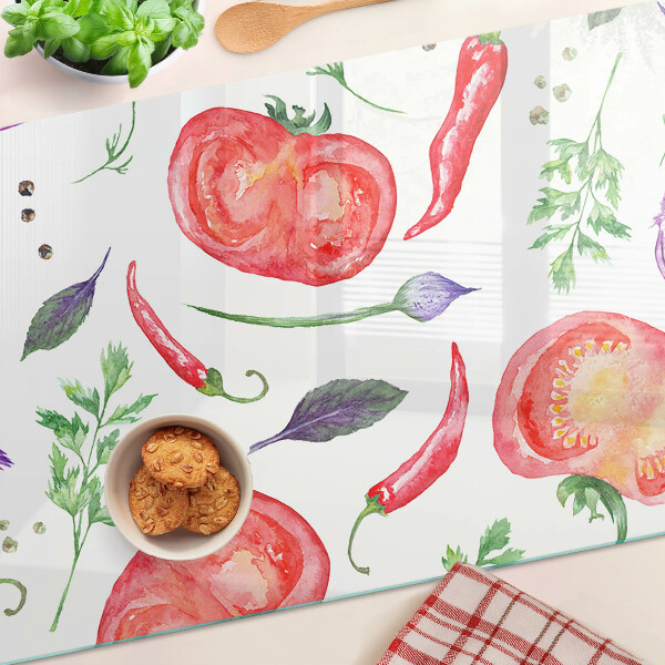 Schneidebrett Gemüseakzente in Aquarell