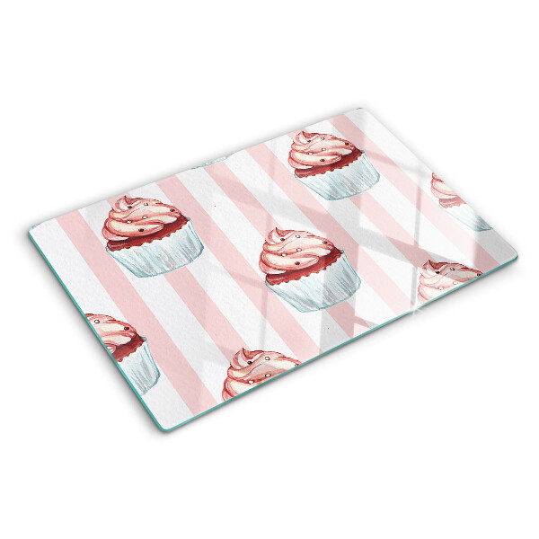Schneidebrett glas Cupcakes mit rosa Streifen