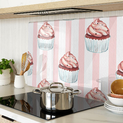 Schneidebrett glas Cupcakes mit rosa Streifen
