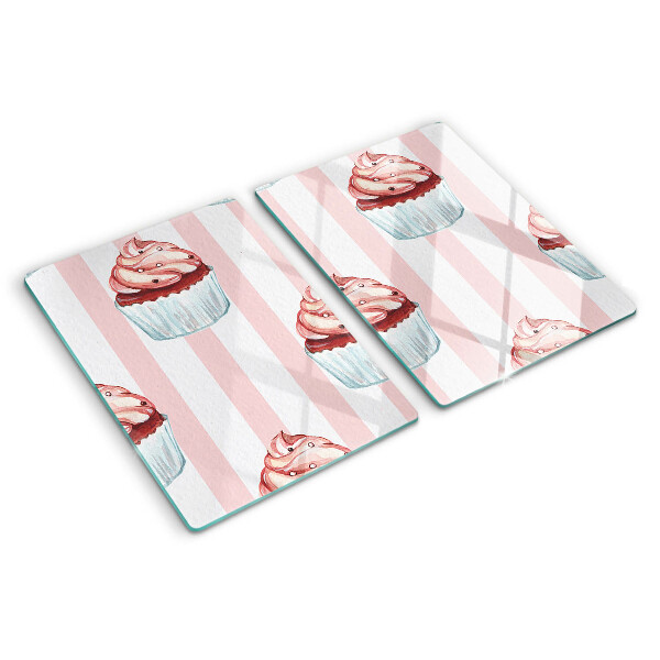 Schneidebrett glas Cupcakes mit rosa Streifen