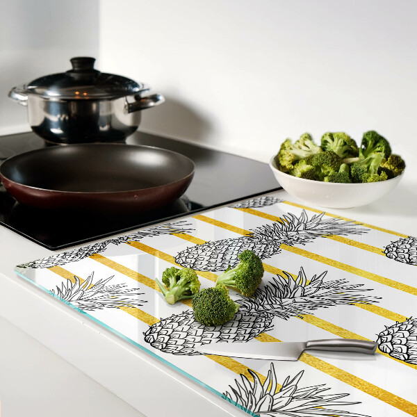 Glas schneidebrett Ananasstreifen