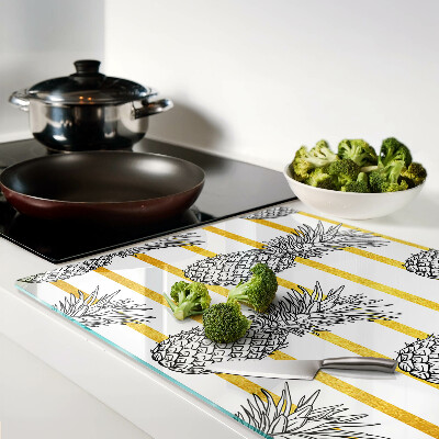 Glas-Schneidebrett mit Motiv aus Ananasstreifen