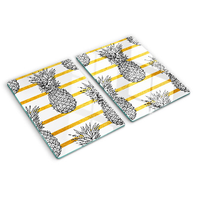 Glas-Schneidebrett mit Motiv aus Ananasstreifen