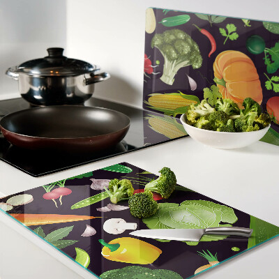 Schneidebrett glas Gemüse und Kräuter