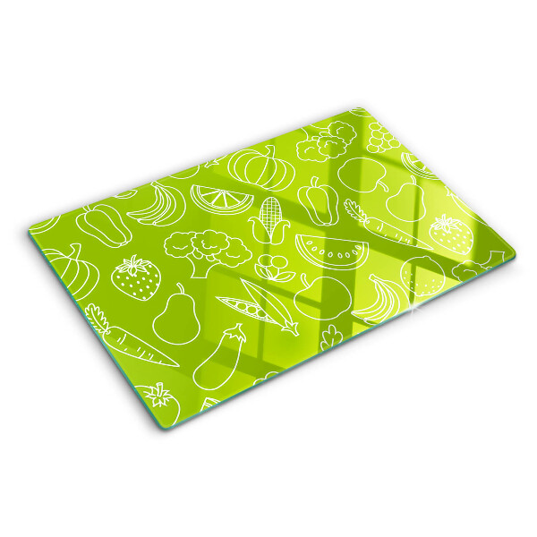 Glas-Schneidebrett mit Motiv Obst und Gemüse