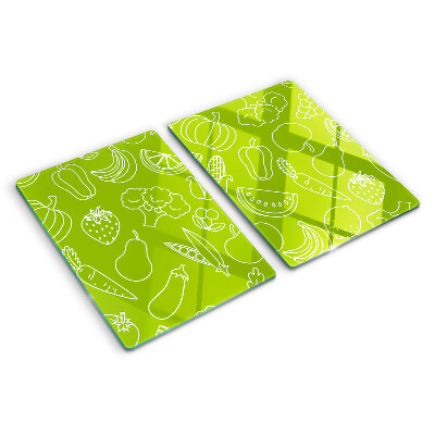 Glas-Schneidebrett mit Motiv Obst und Gemüse