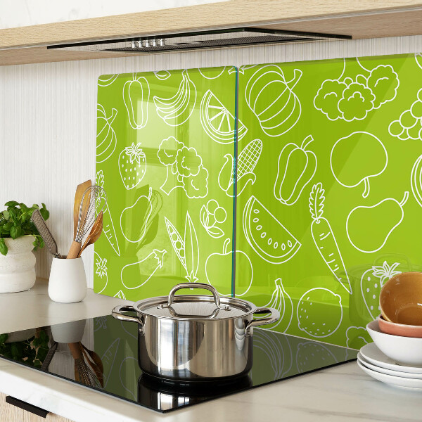 Glas-Schneidebrett mit Motiv Obst und Gemüse