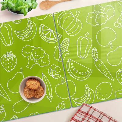 Glas-Schneidebrett mit Motiv Obst und Gemüse