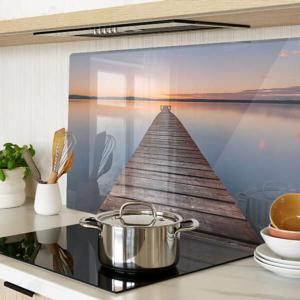 Schneidebrett glas Pier am See bei Sonnenuntergang