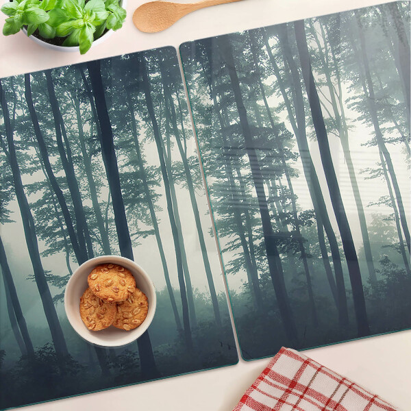 Schneidebrett mit Motiv 'Wald im Nebel'