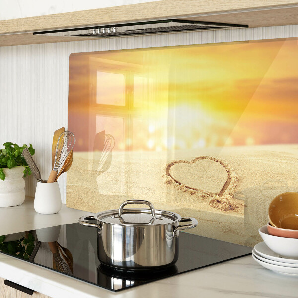 Schneidebrett Glas mit Motiv eines Strandes bei Sonnenuntergang