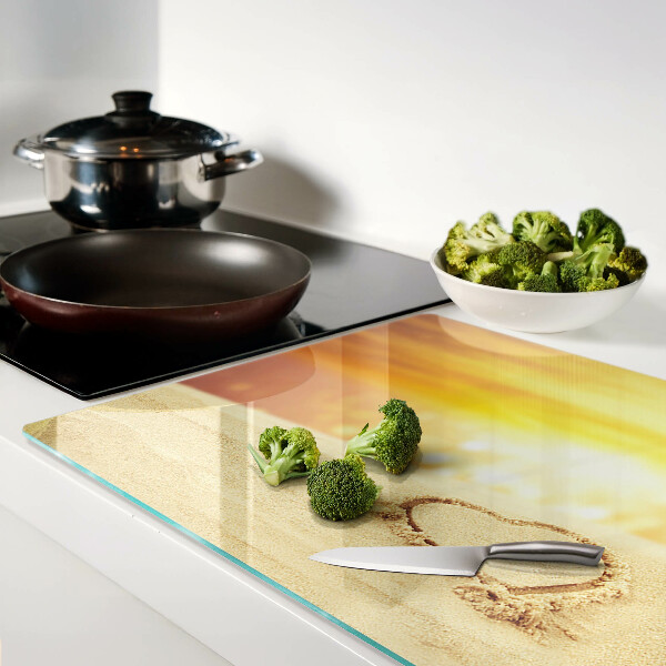 Schneidebrett glas Strand bei Sonnenuntergang