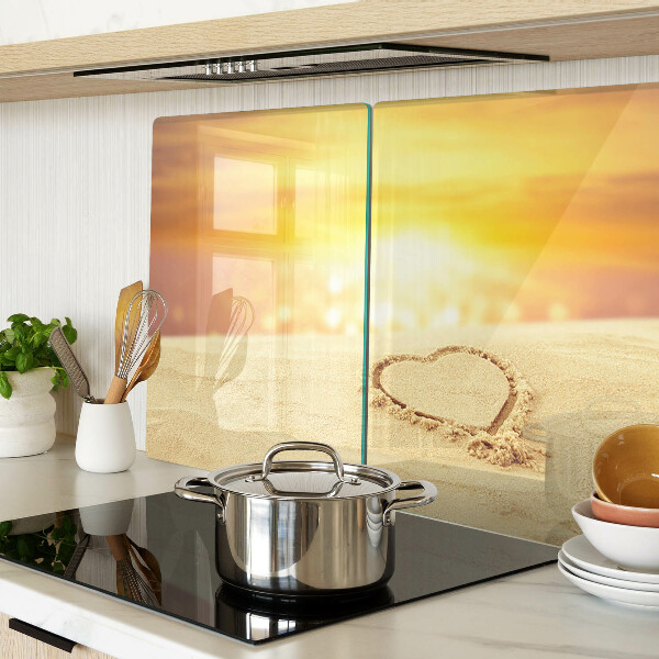 Schneidebrett Glas mit Motiv eines Strandes bei Sonnenuntergang