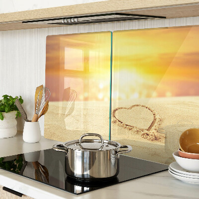 Schneidebrett Glas mit Motiv eines Strandes bei Sonnenuntergang
