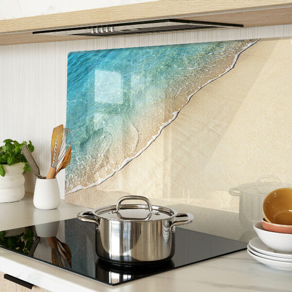 Glas schneidebrett Strand und Meereswellen