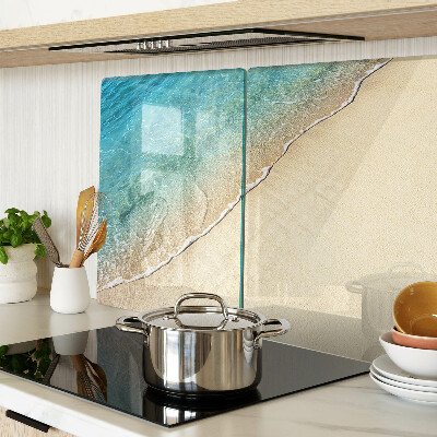 Glas-Schneidebrett mit Motiv von Strand und Meereswellen