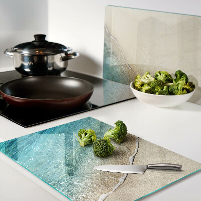 Glas schneidebrett Strand und Meereswellen