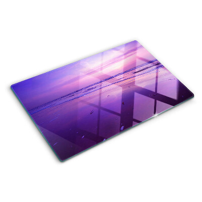 Glas-Schneidebrett mit Motiv Sonnenuntergang über dem Meer