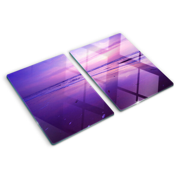 Glas-Schneidebrett mit Motiv Sonnenuntergang über dem Meer