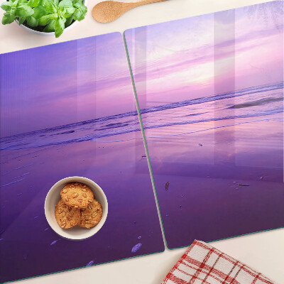 Glas-Schneidebrett mit Motiv Sonnenuntergang über dem Meer