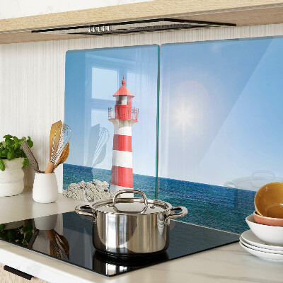 Glas schneidebrett Ein Leuchtturm über dem Meer