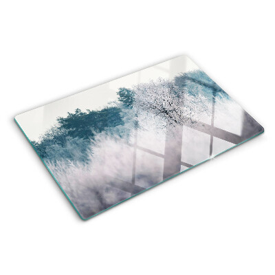 Schneidebrett glas Winterlandschaft mit Bäumen