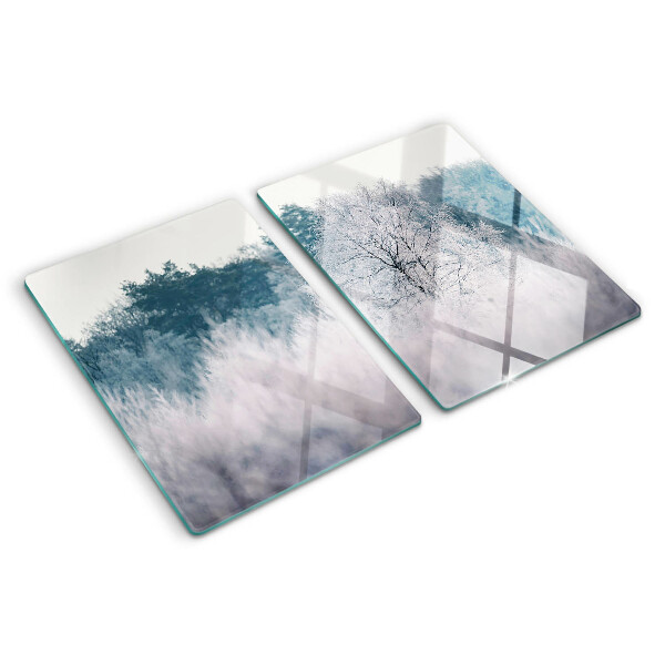 Schneidebrett glas Winterlandschaft mit Bäumen