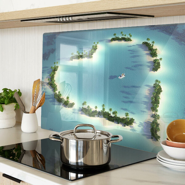 Glas schneidebrett Eine paradiesische Insel mit Palmen