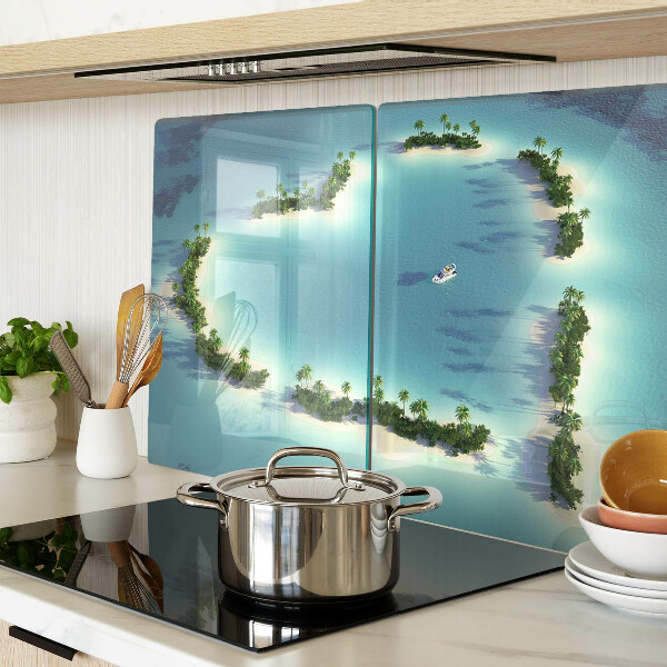 Glas schneidebrett Eine paradiesische Insel mit Palmen