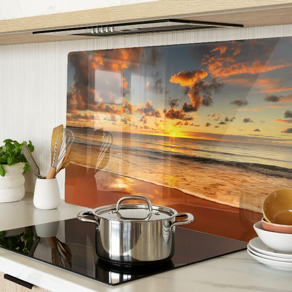 Glas schneidebrett Sonnenuntergang über dem Meer