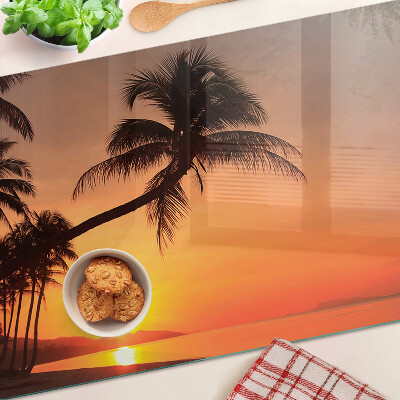 Glas schneidebrett Sonnenuntergang am Strand