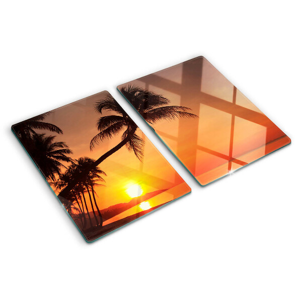 Glas schneidebrett Sonnenuntergang am Strand