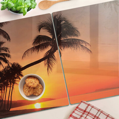 Glas schneidebrett Sonnenuntergang am Strand