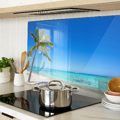 Schneidebrett Glas mit Strandmotiv und Palme