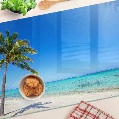 Schneidebrett glas Strand mit einer Palme