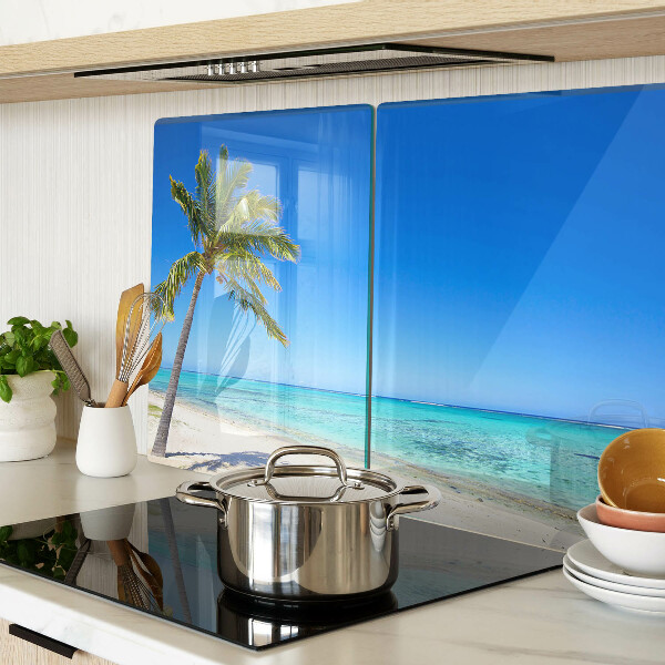Schneidebrett Glas mit Strandmotiv und Palme