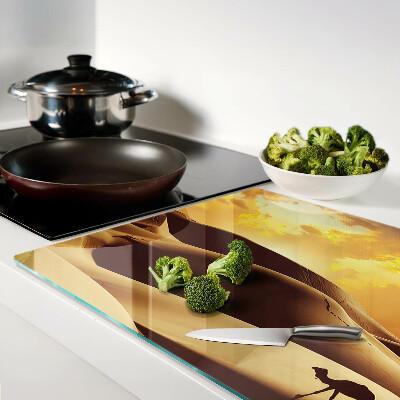 Schneidebrett glas Wüstenlandschaft bei Sonnenuntergang