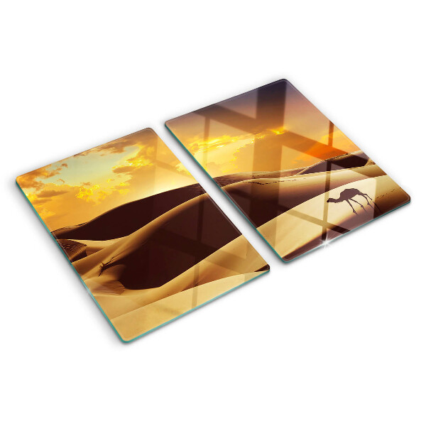 Schneidebrett glas Wüstenlandschaft bei Sonnenuntergang