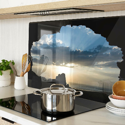 Glas schneidebrett Sonnenuntergang hinter den Wolken