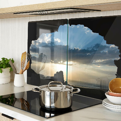 Glas schneidebrett Sonnenuntergang hinter den Wolken