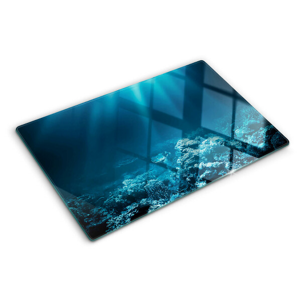 Schneidebrett Glas mit Unterwasserlandschaft und Korallenriff