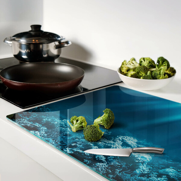 Schneidebrett Glas mit Unterwasserlandschaft und Korallenriff