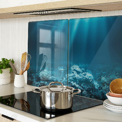 Schneidebrett Glas mit Unterwasserlandschaft und Korallenriff