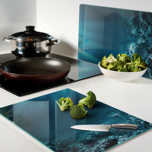 Schneidebrett Glas mit Unterwasserlandschaft und Korallenriff