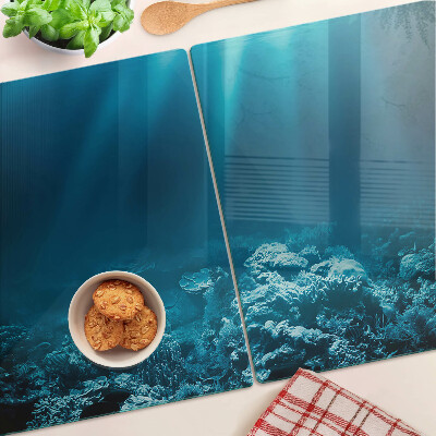 Schneidebrett Glas mit Unterwasserlandschaft und Korallenriff