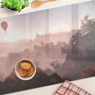 Schneidebrett glas Heißluftballon über der Landschaft