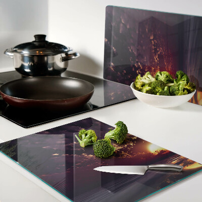 Schneidebrett Sonnenuntergang über dem Meer