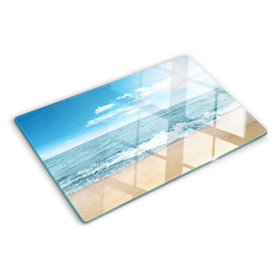 Schneidebrett Glas mit Motiv Strand und Meer