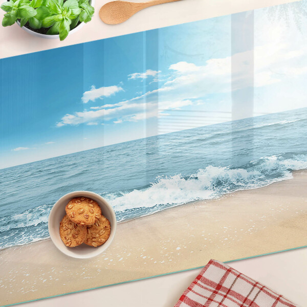 Schneidebrett Glas mit Motiv Strand und Meer